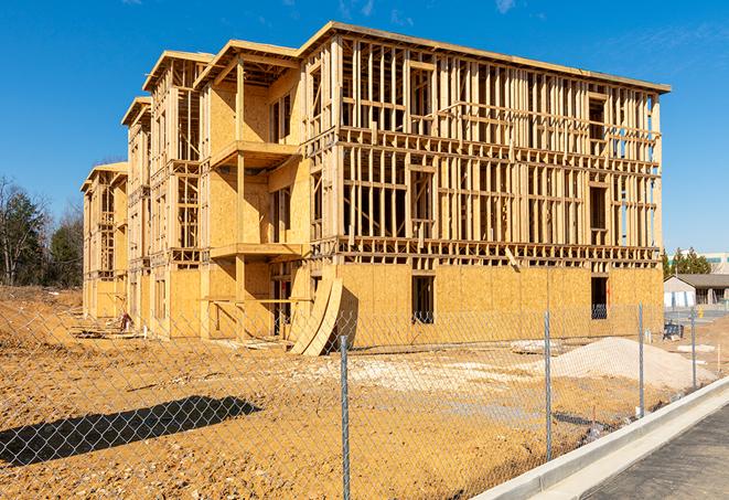 a snapshot of temporary chain link fences protecting a large construction project from unauthorized access in Anderson, OH